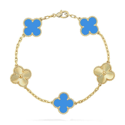 [BLUE TEARS] CLOVER 5 MOTIF BLUE AGATE BRACELET COLLECTION