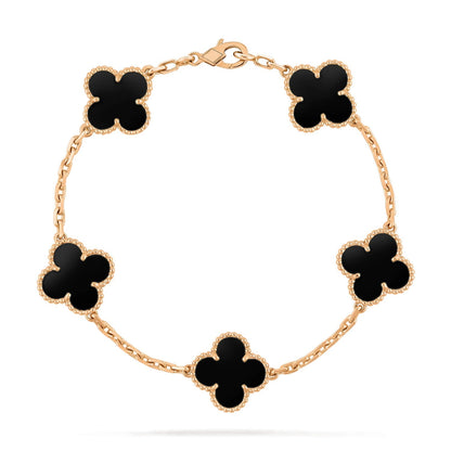 [BLUE TEARS]CLOVER  5 MOTIFS BLACK ONYX BRACELET