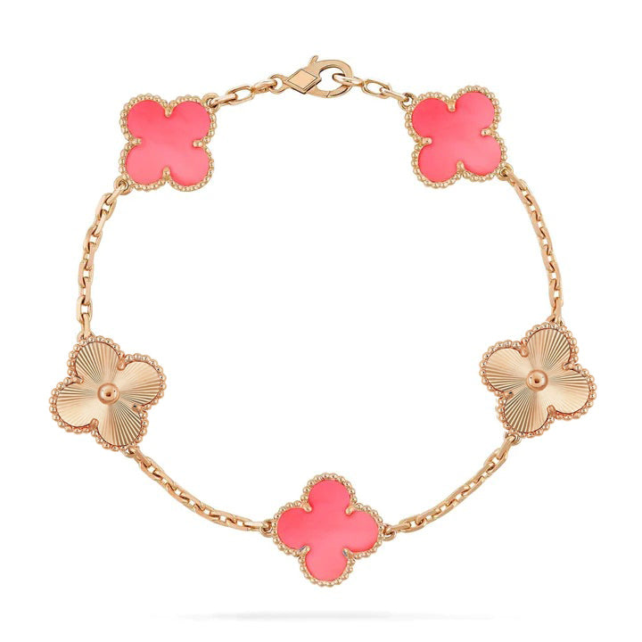 [BLUE TEARS]CLOVER BRACELET 5 MOTIF PINK AND PINK GOLD