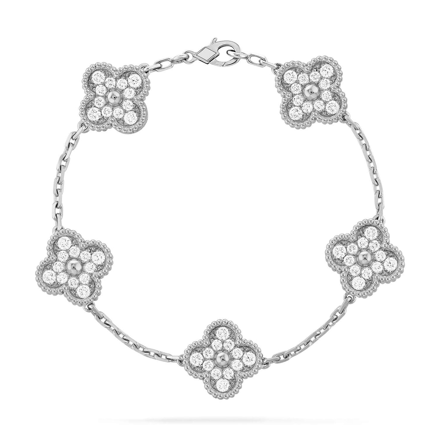 [BLUE TEARS]CLOVER 5 MOTIFS  DIAMOND BRACELET SILVER