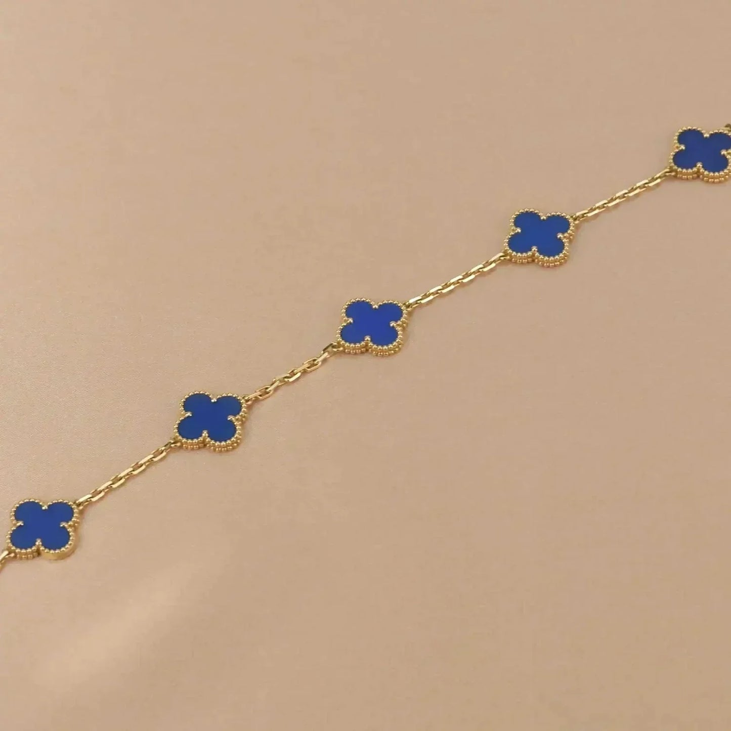 [BLUE TEARS]CLOVER 5 MOTIFS BLUE AGATE BRACELET
