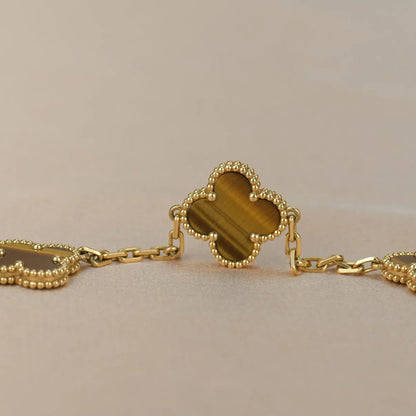 [BLUE TEARS] CLOVER 5 MOTIFS TIGER EYE BRACELET COLLECTION