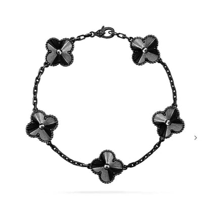[BLUE TEARS]CLOVER 5 MOTIF BLACK BRACELET