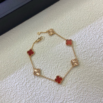 [BLUE TEARS]CLOVER 6 MOTIF RED AGATE LASER BRACELET