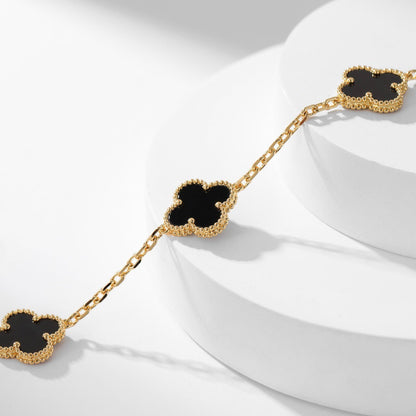 [BLUE TEARS]CLOVER 10 MOTIFS ONYX NECKLACE