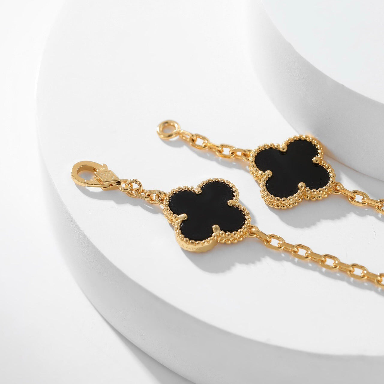 [BLUE TEARS]CLOVER 10 MOTIFS ONYX NECKLACE