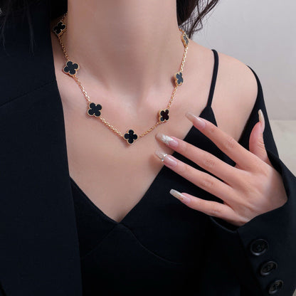 [BLUE TEARS]CLOVER 10 MOTIFS ONYX NECKLACE