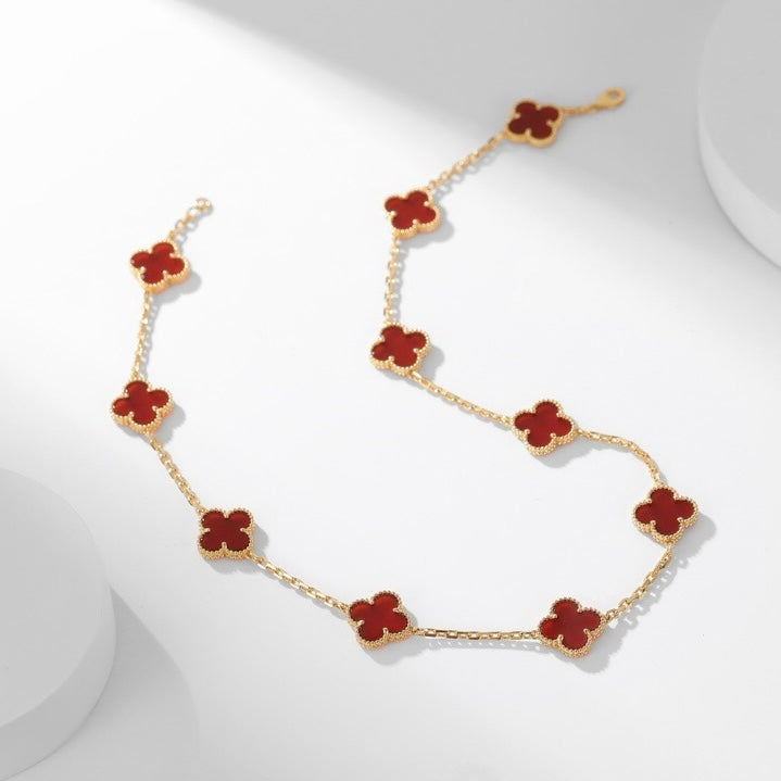 [BLUE TEARS]CLOVER 10 MOTIFS CARNELIAN NECKLACE