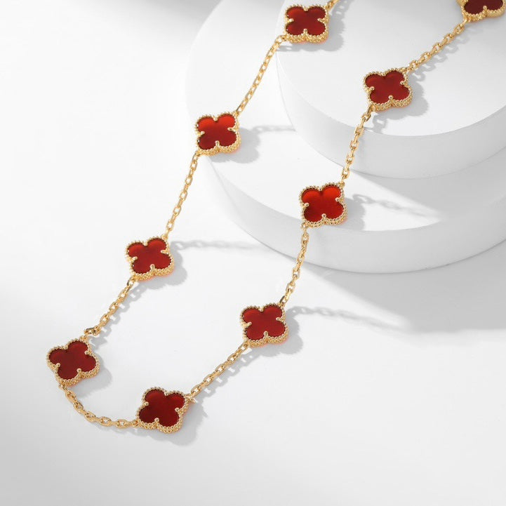 [BLUE TEARS]CLOVER 10 MOTIFS CARNELIAN NECKLACE
