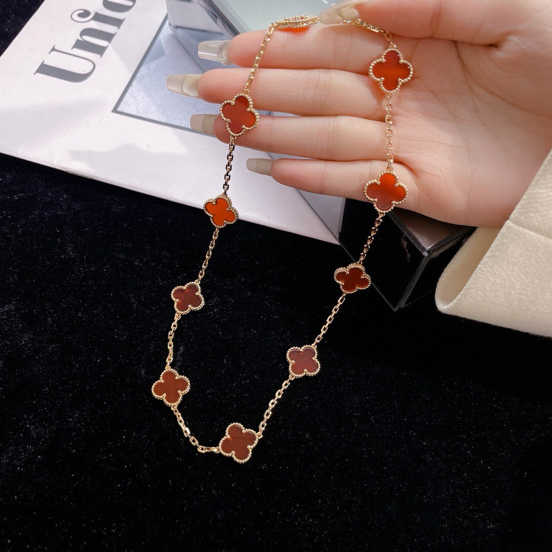 [BLUE TEARS]CLOVER 10 MOTIFS CARNELIAN NECKLACE