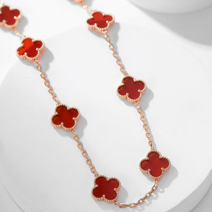 [BLUE TEARS]CLOVER 10 MOTIFS CARNELIAN NECKLACE