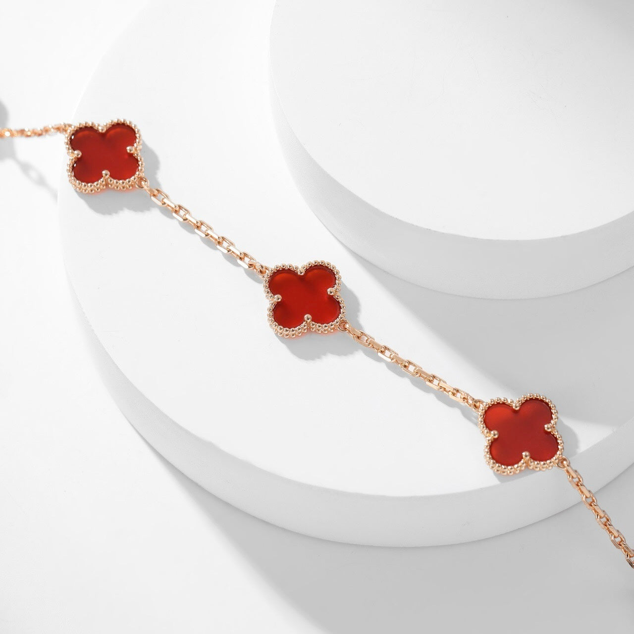 [BLUE TEARS]CLOVER 10 MOTIFS CARNELIAN NECKLACE
