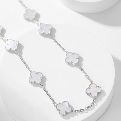 [BLUE TEARS]CLOVER 10 MOTIFS WHITE MOTHER OF PEARL NECKLACE