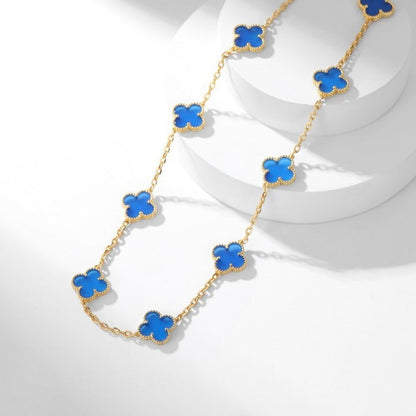 [BLUE TEARS]CLOVER 10 MOTIFS BLUE AGATE NECKLACE