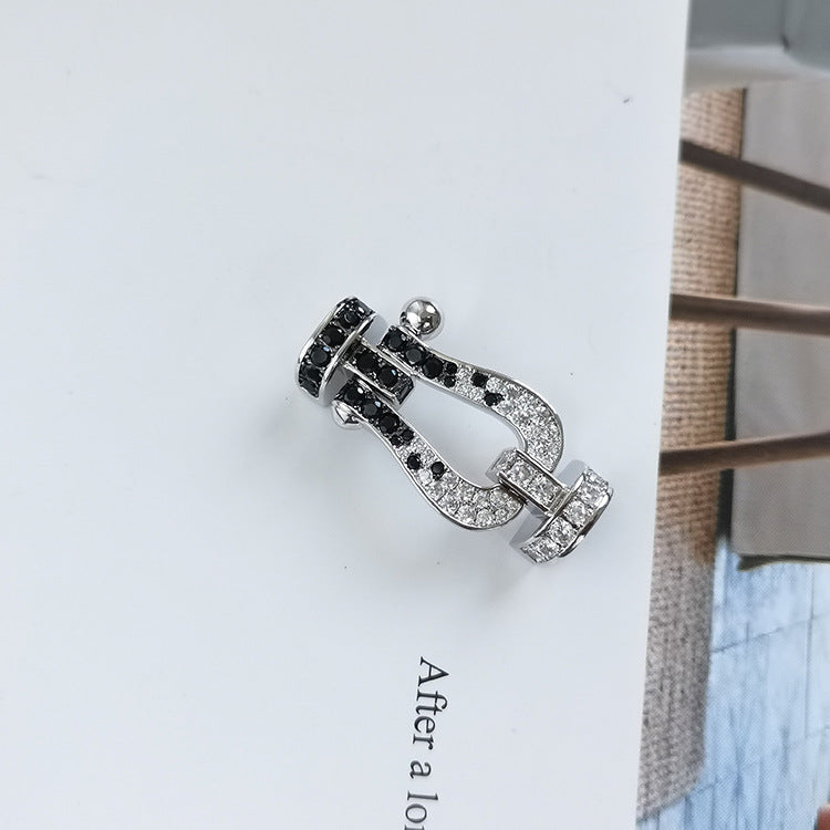 [BLUE TEARS]FORCE LARGE HORSESHOE BLACK WHITE DIAMOND BRACELET ROSE GOLD