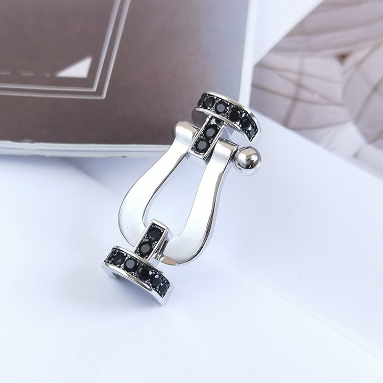 [BLUE TEARS]FORCE LARGE HORSESHOE BLACK DIAMOND BRACELET SILVER