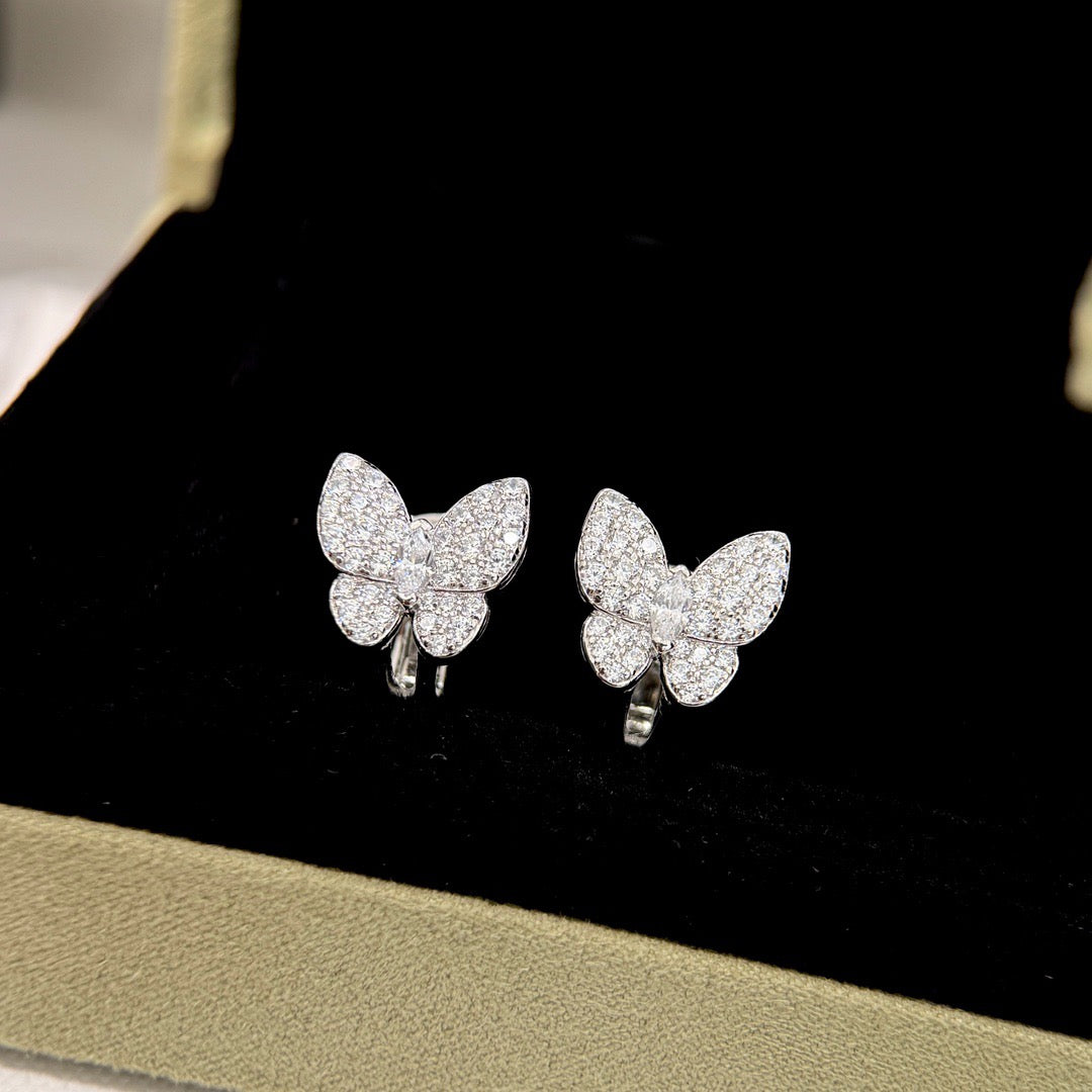 [BLUE TEARS]BUTTERFLY ALL DIAMOND EARRINGS