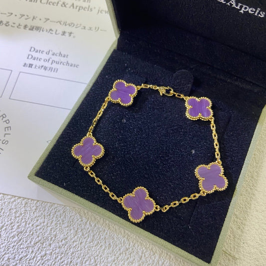 [BLUE TEARS]CLOVER  5 MOTIFS  PURPLE VIOLET BRACELET