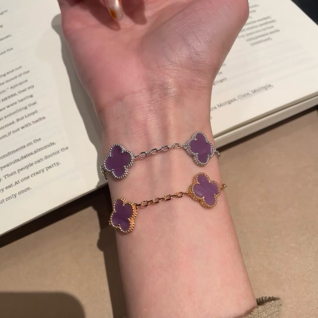 [BLUE TEARS]CLOVER  5 MOTIFS  PURPLE VIOLET BRACELET