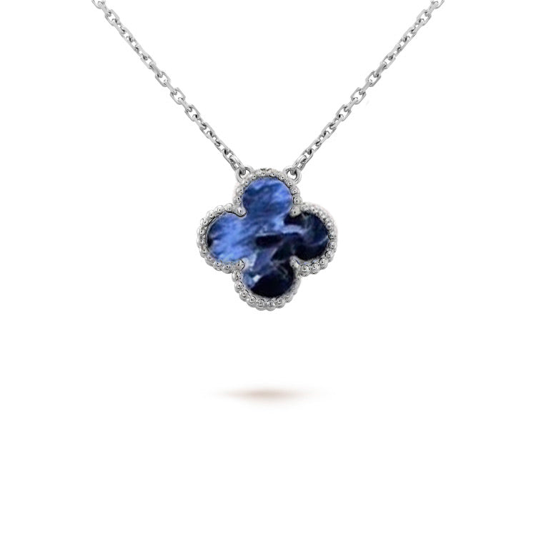 [BLUE TEARS]CLOVER 15MM PIETERSITE NECKLACE SILVER