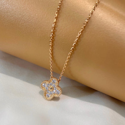 [BLUE TEARS]CLOVER 15MM DIAMOND SINGLE FLOWER NECKLACE