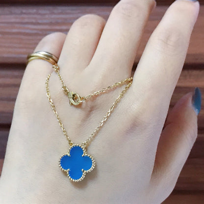 [BLUE TEARS]CLOVER 15MM BLUE AGATE NECKLACE