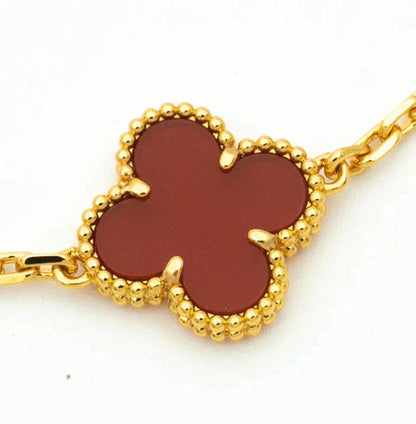 [BLUE TEARS]CLOVER 5 MOTIFS CARNELIAN DIAMOND BRACELET