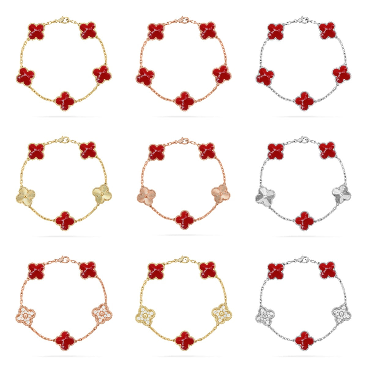 [BLUE TEARS]CLOVER 5 MOTIF RED PATTERN BRACELET COLLECTION