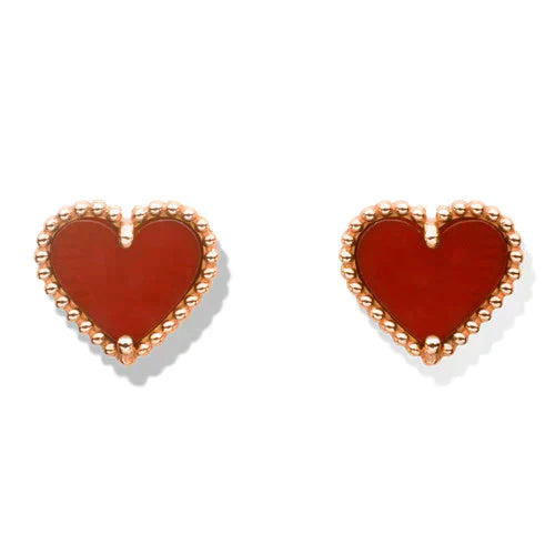 [BLUE TEARS]HEART CARNELIAN STUD EARRINGS