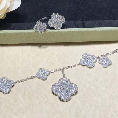 [BLUE TEARS]CLOVER 6 MOTIFS SILVER DIAMOND BRACELET