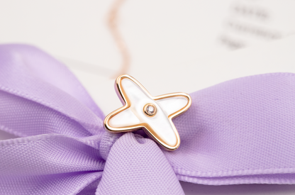 [BLUE TEARS]JEUX DE WHITE MOP PINK GOLD DIAMOND EARRINGS