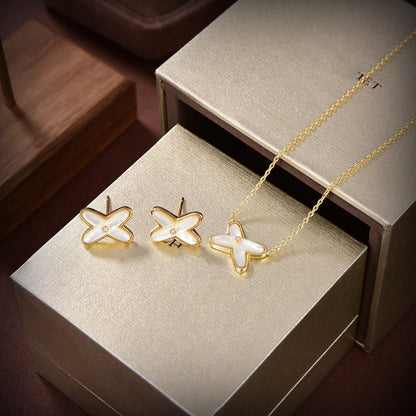 [BLUE TEARS]JEUX DE WHITE MOP GOLD DIAMOND EARRINGS