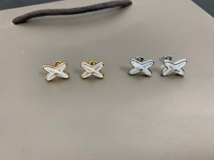 [BLUE TEARS]JEUX DE WHITE MOP SILVER DIAMOND EARRINGS