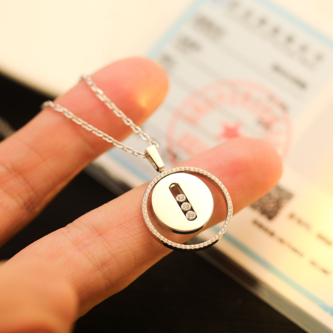 [Blue Tears Jewelry]LUCKY MOVE MM SILVER DIAMOND NECKLACE