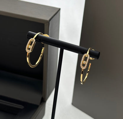 [Blue Tears Jewelry]CREOLES MOVE UNO PM DIAMOND EARRINGS