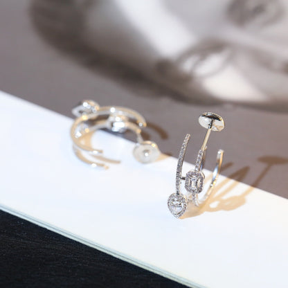 [Blue Tears Jewelry]CREOLES MY TWIN 2 RANGS SILVER DIAMOND EARRINGS