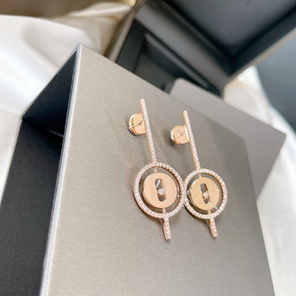 [Blue Tears Jewelry]LUCKY MOVE ARROW PINK GOLD DIAMOND EARRINGS