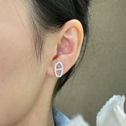 [BLUE TEARS]HM FULL DIAMOND PIG NOSE STUD EARRINGS