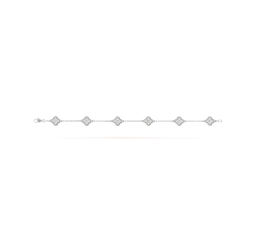 [BLUE TEARS]CLOVER 6 MOTIF SILVER DIAMOND BRACELET