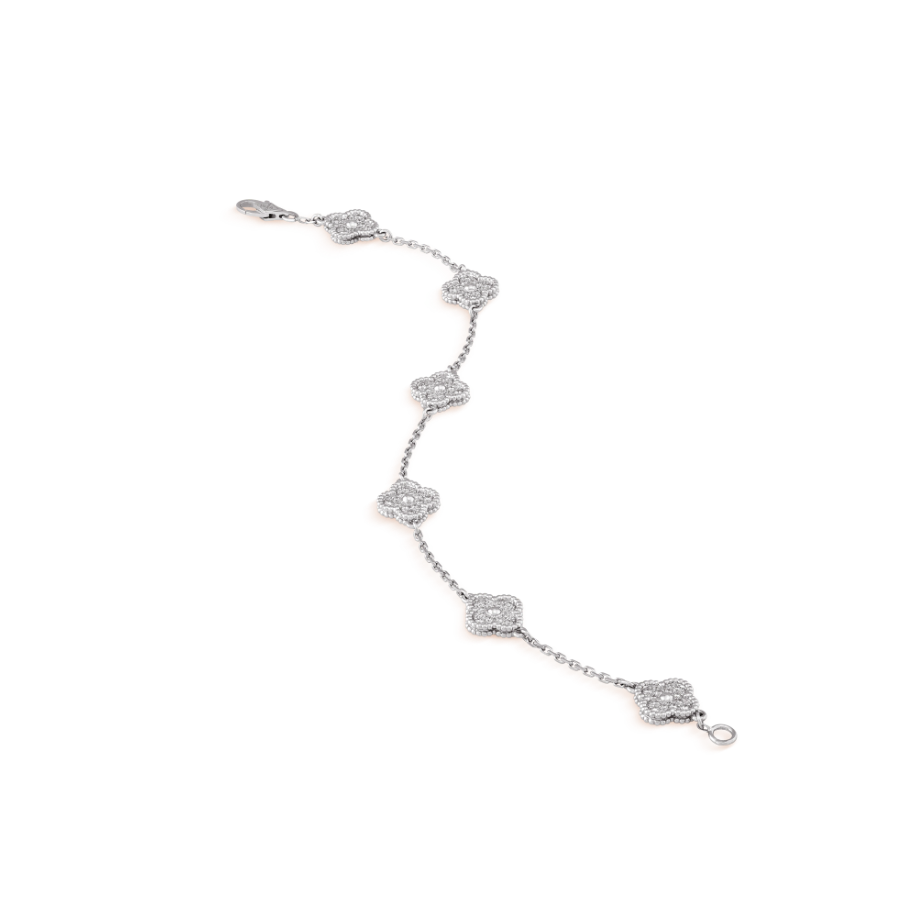 [BLUE TEARS]CLOVER 6 MOTIF SILVER DIAMOND BRACELET