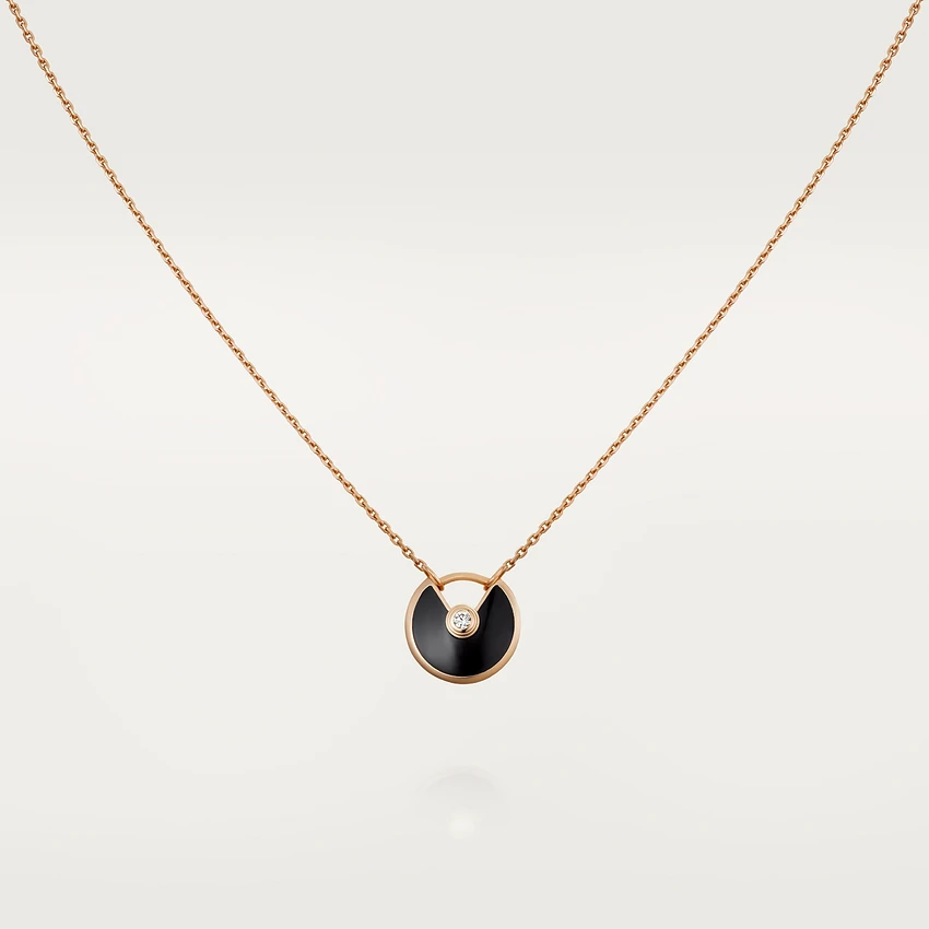 [BLUE TEARS]AMULETTE ROSE GOLD ONYX NECKLACE