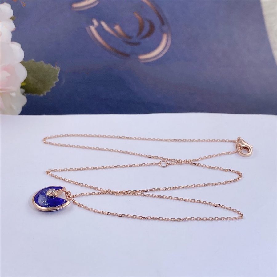 [BLUE TEARS]AMULETTE ROSE GOLD AGATE NECKLACE