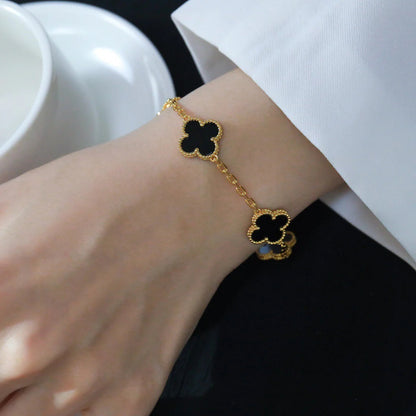 [BLUE TEARS]CLOVER  5 MOTIFS BLACK ONYX BRACELET