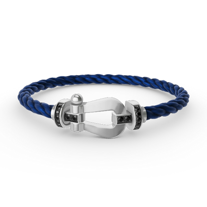 [BLUE TEARS]FORCE LARGE HORSESHOE BLACK DIAMOND BRACELET SILVER