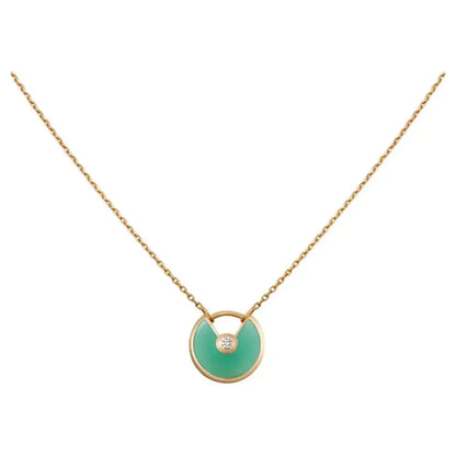 [BLUE TEARS]AMULETTE GOLD MALACHITE NECKLACE
