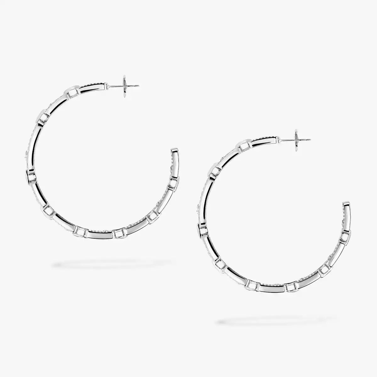 [[Blue Tears Jewelry]Move Link Diamond Hoop Earrings