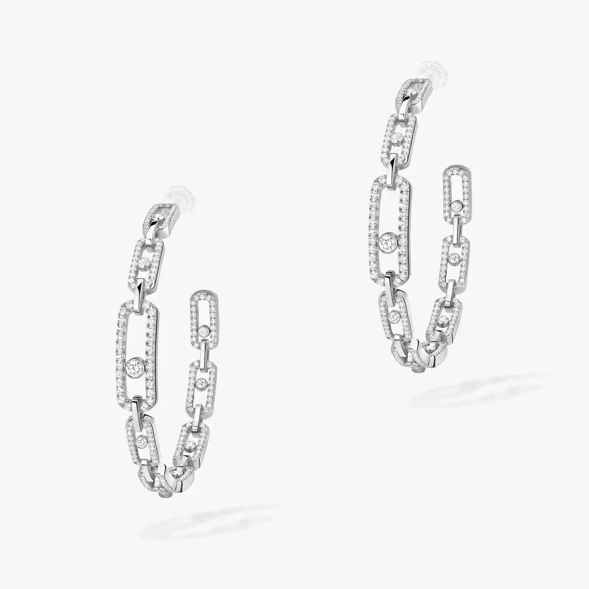 [[Blue Tears Jewelry]Move Link Diamond Hoop Earrings