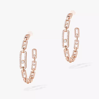 [[Blue Tears Jewelry]Move Link Diamond Hoop Earrings