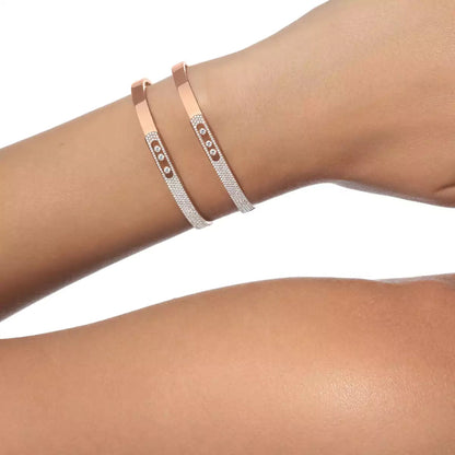 [Blue Tears Jewelry]Move Noa Rose Gold Pavé Diamond Bangle Bracelet