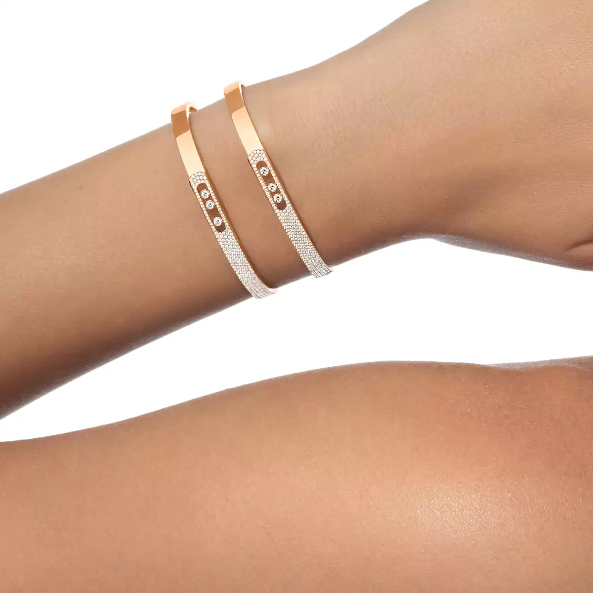 [Blue Tears Jewelry]Move Noa Rose Gold Pavé Diamond Bangle Bracelet